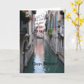 Carte de voeux d'anniversaire avec Venise, Italie (Fleur jaune)