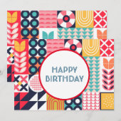 Carte de vœux d'anniversaire Bauhaus géométrique (Devant / Derrière)