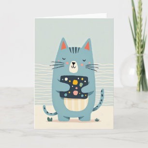 Carte de vœux d'anniversaire Blue Cat