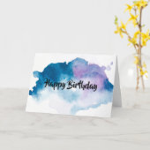Carte de voeux d'anniversaire Blue/Purple Watercol (Fleur jaune)