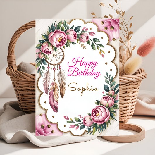 Carte de vœux d'anniversaire Boho Dream