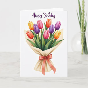 Carte de vœux d'anniversaire Bouquet de tulipes