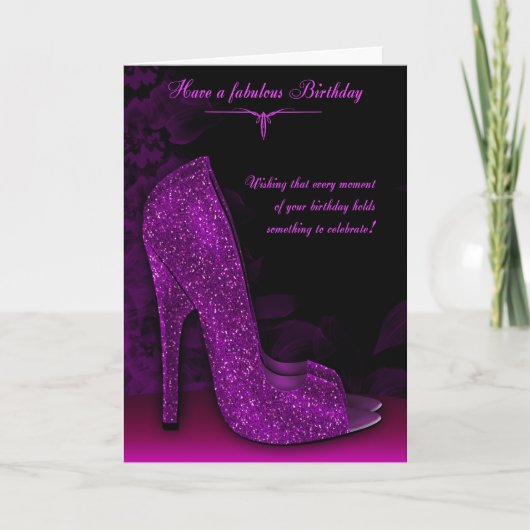 Carte de voeux d'anniversaire chic Glamor Shoe (Devant)