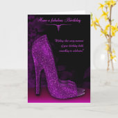 Carte de voeux d'anniversaire chic Glamor Shoe (Fleur jaune)