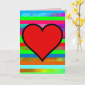 CARTE DE VŒUX D'ANNIVERSAIRE CŒUR ARC-EN-CIEL (Fleur jaune)