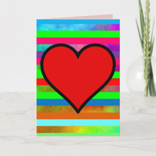 CARTE DE VOEUX D'ANNIVERSAIRE COEUR ARC-EN-CIEL