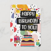 Carte de voeux d'anniversaire colorée (Devant / Derrière)