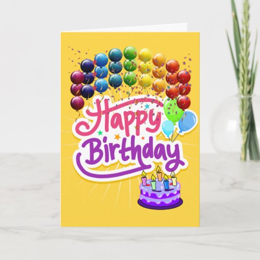 Carte de voeux d'anniversaire colorée (Devant)