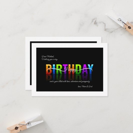 Carte de voeux d'anniversaire colorée (Devant/Arrière en situation)