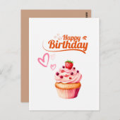 Carte de vœux d'anniversaire Cupcake Sucré (Devant / Derrière)