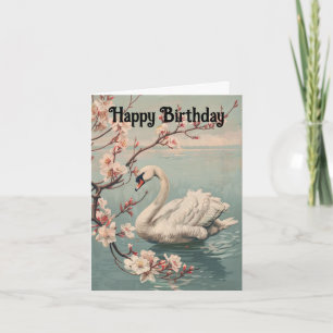 Carte de vœux d'anniversaire Cygne Charmant
