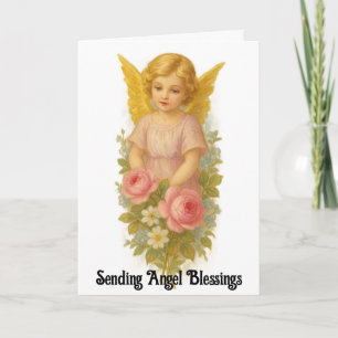 Carte de vœux d'anniversaire d'ange vintage avec d