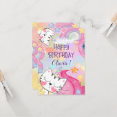 Carte de voeux d'anniversaire de Caticorn Meow-Gic (Devant/Arrière en situation)