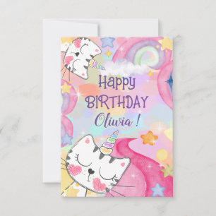 Carte de voeux d'anniversaire de Caticorn Meow-Gic