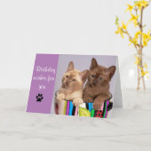 Carte de voeux d'anniversaire de chat mignonne (Fleur jaune)