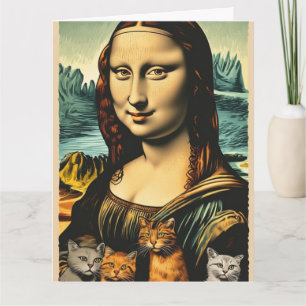 CARTE DE VOEUX D'ANNIVERSAIRE DE CHAT MONA LISA