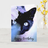 Carte de voeux d'anniversaire de Chat Noir (Fleur jaune)