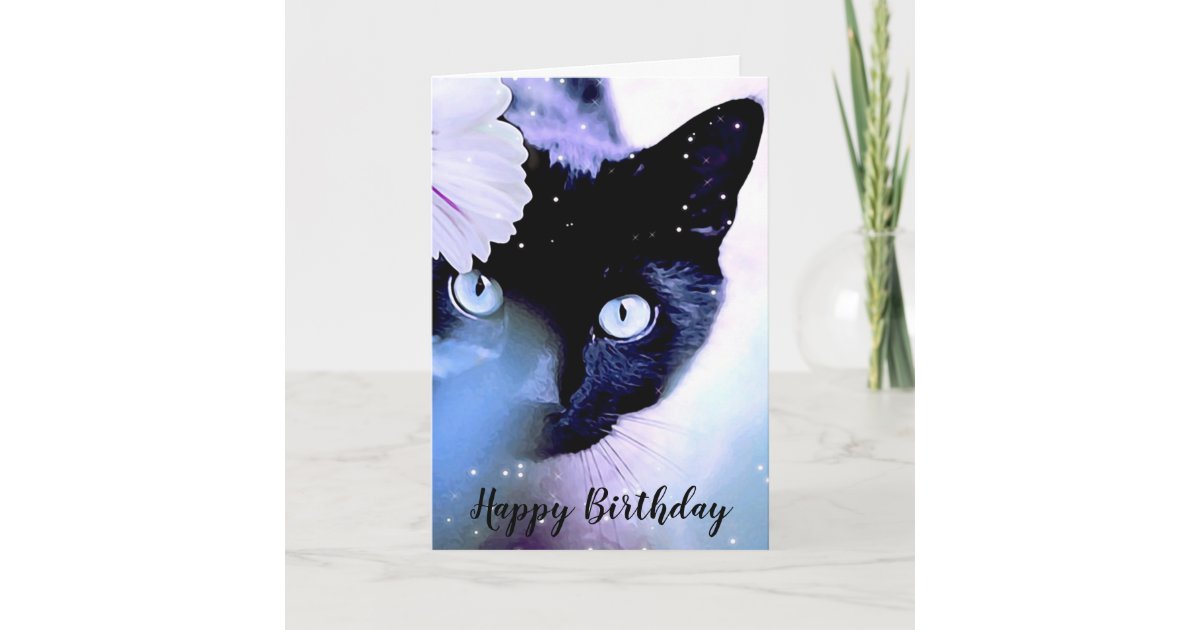 Carte d'anniversaire le roi chat noir