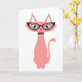 Carte de voeux d'anniversaire de chat Retro (Fleur jaune)