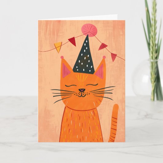 Carte de voeux d'anniversaire de chats orange (Devant)