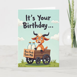 Carte de vœux d'anniversaire de chèvre mignonne