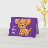 Carte de vœux d'anniversaire de chiot mignon (Fleur jaune)