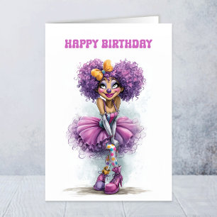 Carte de vœux d'anniversaire de clown lady fantais
