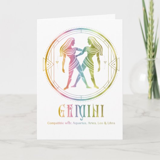 Carte de voeux d'anniversaire de compatibilité Gem (Devant)