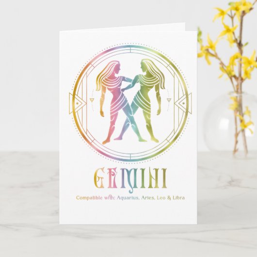 Carte de voeux d'anniversaire de compatibilité Gem (Fleur jaune)