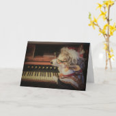 Carte de vœux d'anniversaire de corgi jouant de l' (Fleur jaune)