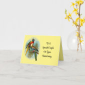 Carte de voeux d'anniversaire de couple de perroqu (Fleur jaune)