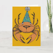 Carte de voeux d'anniversaire de crabe joueuse (Devant)