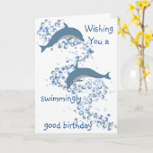 Carte de voeux d'anniversaire de dauphin (Fleur jaune)