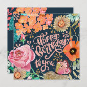 Carte de voeux d'anniversaire de fête peinte à la  (Devant / Derrière)