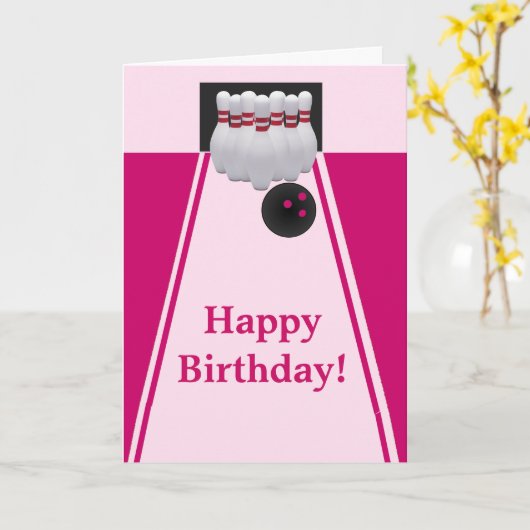 Carte de voeux d'anniversaire de fille de bowling (Fleur jaune)