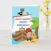 Carte de voeux d'anniversaire de garçon de bateau (Fleur jaune)