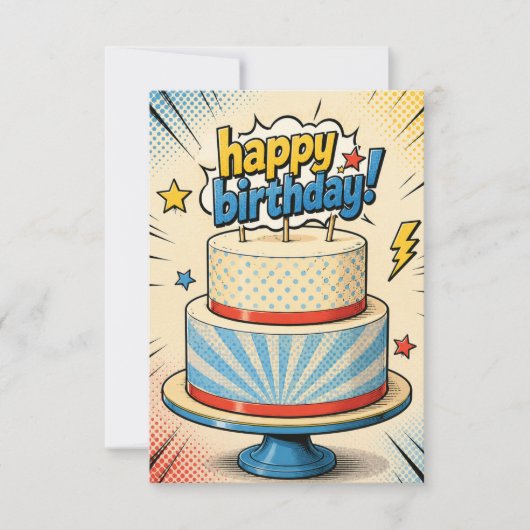 carte de vœux d'anniversaire de gâteau de style co (Devant)