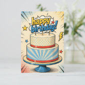 carte de vœux d'anniversaire de gâteau de style co (Debout devant)
