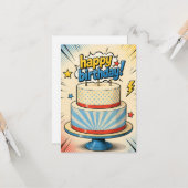 carte de vœux d'anniversaire de gâteau de style co (Devant/Arrière en situation)