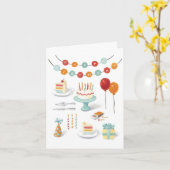 Carte de voeux d'anniversaire de gâteau illustrée (Fleur jaune)