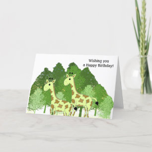 Carte de vœux d'anniversaire de girafe