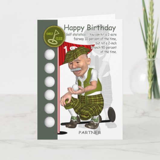Carte de voeux d'anniversaire de Golfer avec Humou (Devant)