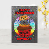 carte de voeux d'anniversaire de halloween avec cu (Fleur jaune)