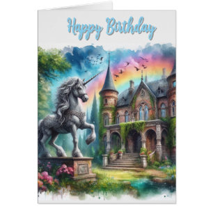 Carte de vœux d'anniversaire de licorne joyeux ami