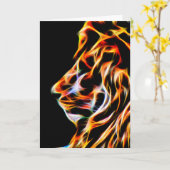 Carte de voeux d'anniversaire de lion de fractale (Fleur jaune)