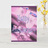 Carte de voeux d'anniversaire de mariage champagne (Fleur jaune)