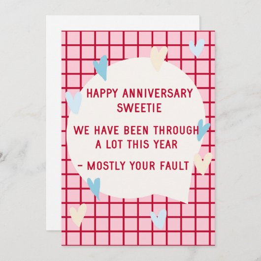 Carte de vœux d'anniversaire de mariage drôle pour (Devant / Derrière)