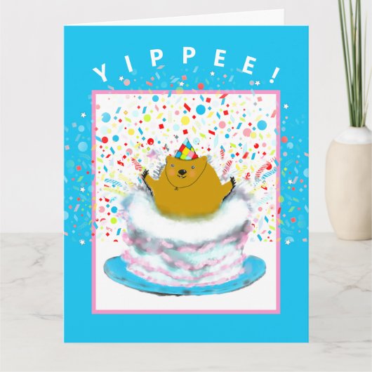 carte de voeux d'anniversaire de marmotte (Devant)