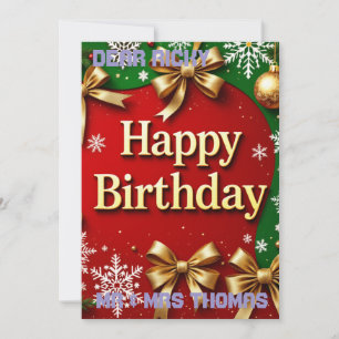Carte de vœux d'anniversaire de Noël unique