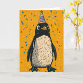 Carte de voeux d'anniversaire de Penguin (Fleur jaune)